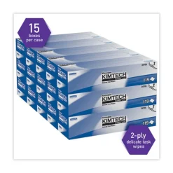 Kimtech Kimwipes 11.8 in. x 11.8 in. 2-Ply Delicate Task Wipers - Unscented, White (1785/Carton)