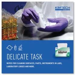 Kimtech 1-Ply 4.4 in. x 8.4 in. Kimwipes Delicate Task Wipers - Unscented, White (16800/Carton)