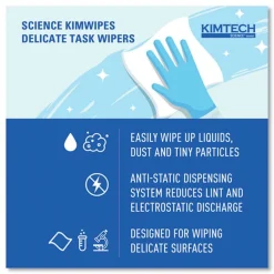 Kimtech 1-Ply 4.4 in. x 8.4 in. Kimwipes Delicate Task Wipers - Unscented, White (16800/Carton)