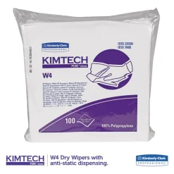 Kimtech W4 12 in. x 12 in. Flat Double Bag Critical Task Wipers - Unscented, White (100/Bag, 5 Bags/Carton)