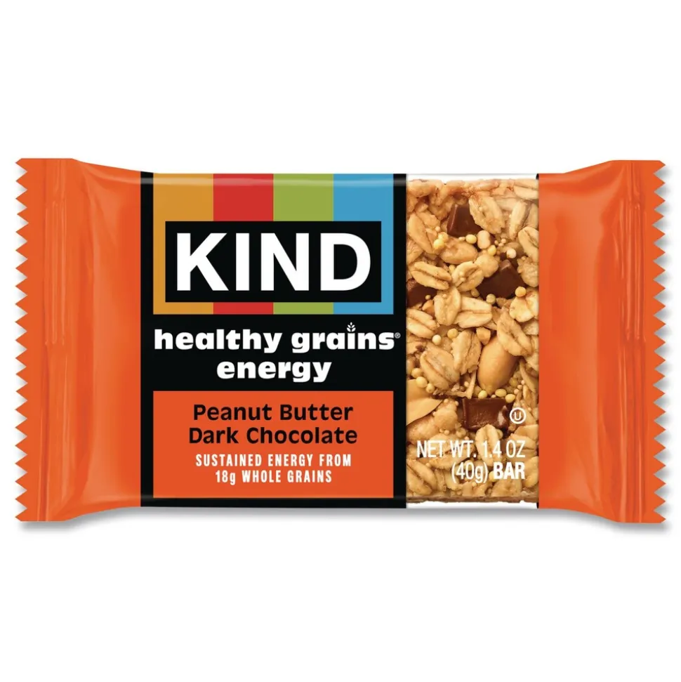 KIND 1.4 oz Healthy Grains Energy Bars - Peanut Butter Dark Chocolate (10/Box)