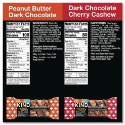 KIND 0.74 oz Minis Variety Pack - Dark Chocolate Cherry Cashew/Peanut Butter Dark Chocolate (20/Box)