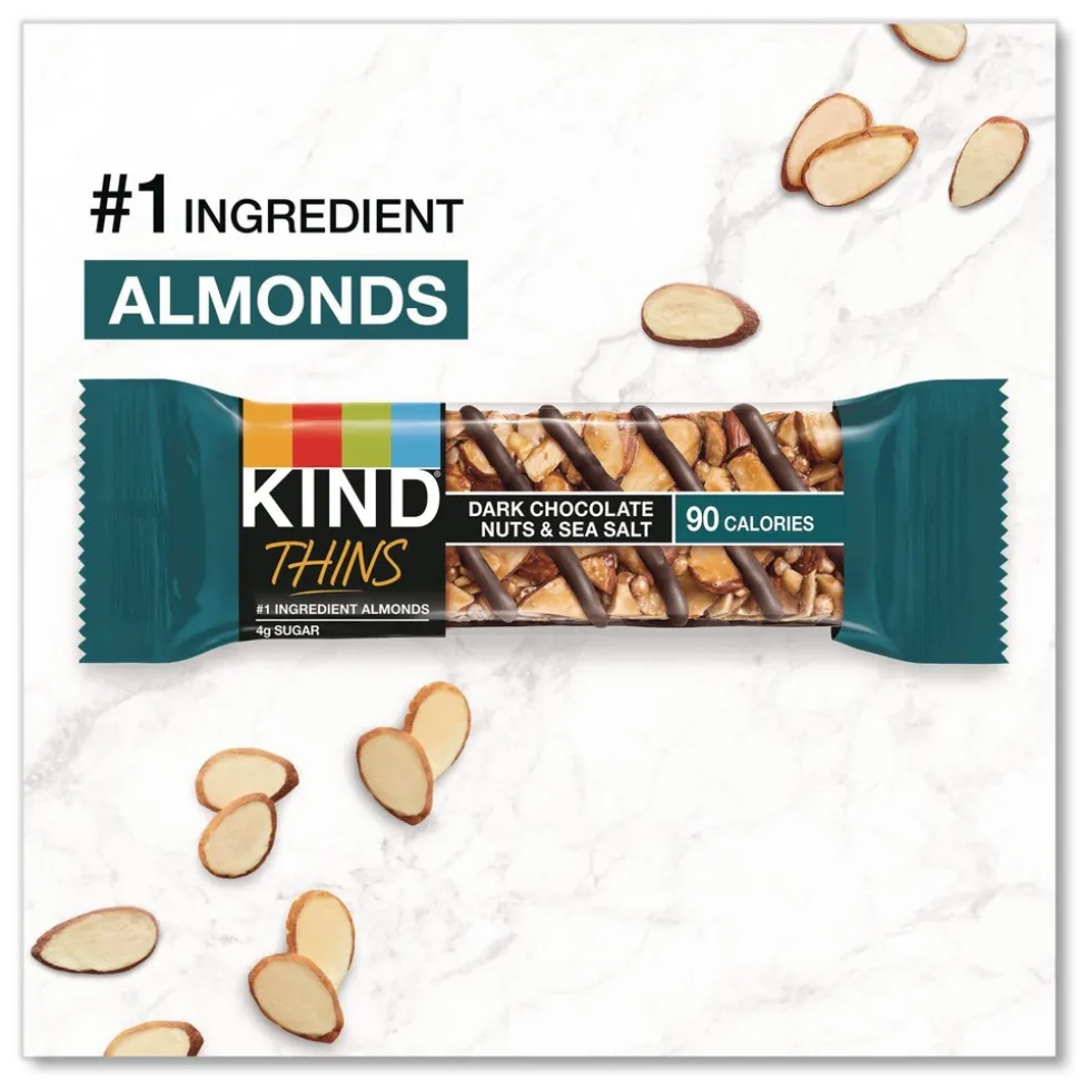 KIND 0.74 oz Thins Bar Variety Pack - Caramel Almond and Sea Salt/Dark Chocolate Nuts and Sea Salt (20/Box)