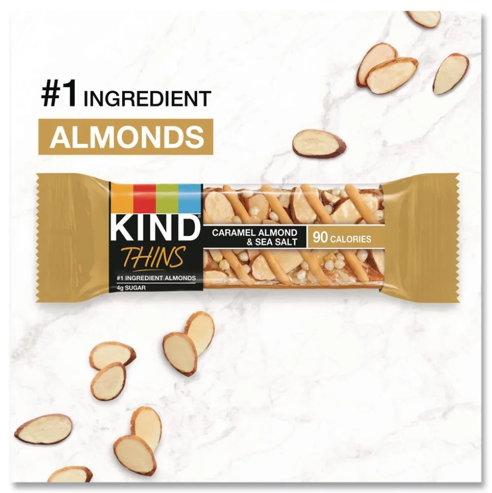 KIND 0.74 oz Thins Bar Variety Pack - Caramel Almond and Sea Salt/Dark Chocolate Nuts and Sea Salt (20/Box)