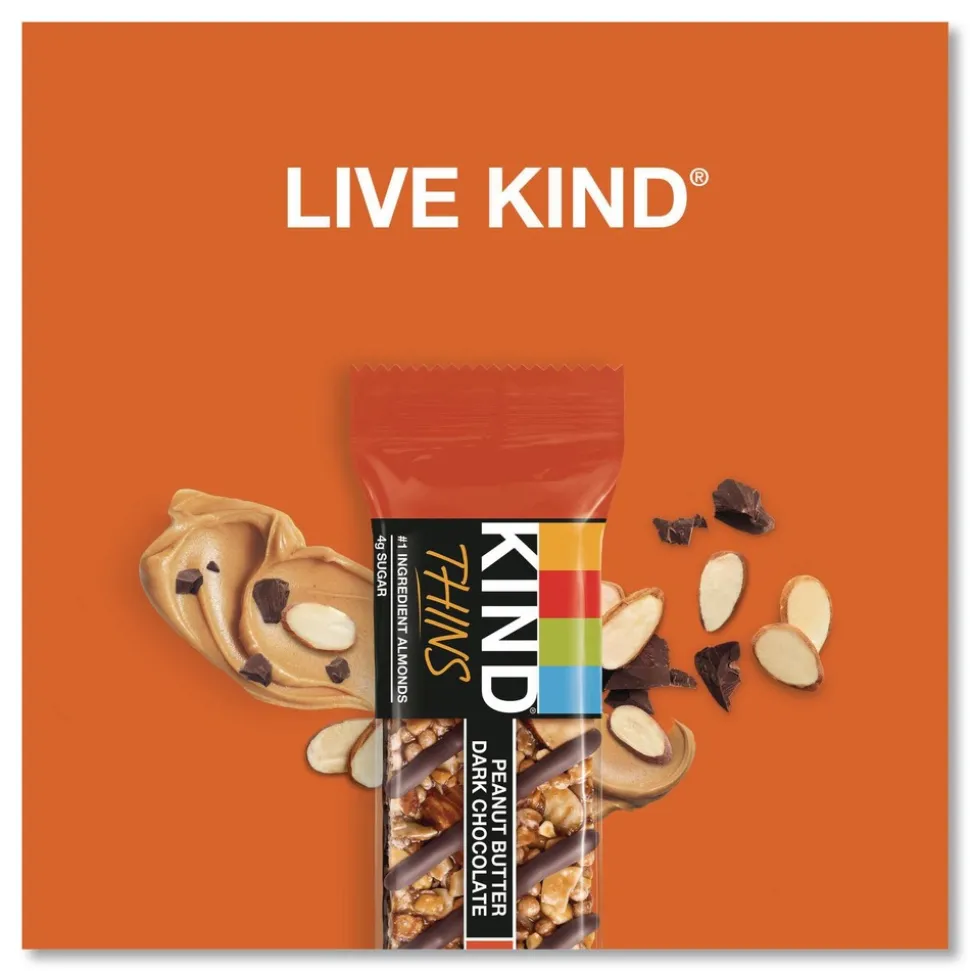 KIND 0.74 oz Thins Bar Variety Pack - Dark Chocolate Cherry Cashew/Peanut Butter Dark Chocolate (20/Box)