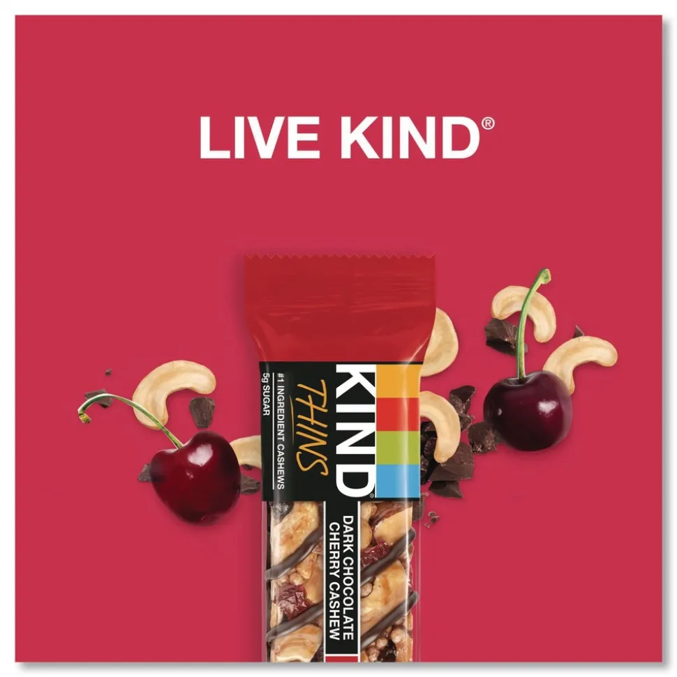 KIND 0.74 oz Thins Bar Variety Pack - Dark Chocolate Cherry Cashew/Peanut Butter Dark Chocolate (20/Box)
