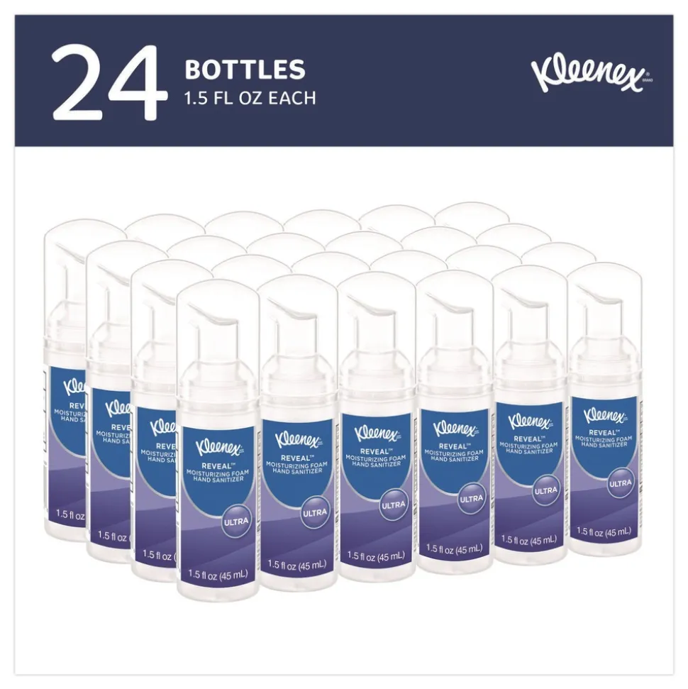 Kleenex 34604 1.5 oz. Pump Bottle Ultra Moisturizing Foam Hand Sanitizer - Unscented (24/Carton)