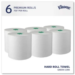 Kleenex 7.5 in. x 700 ft. Hard Roll Paper Towels with Green Core - White (6/Carton)