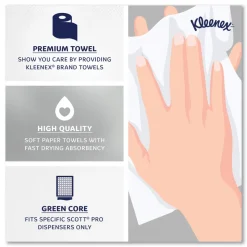 Kleenex 7.5 in. x 700 ft. Hard Roll Paper Towels with Green Core - White (6/Carton)