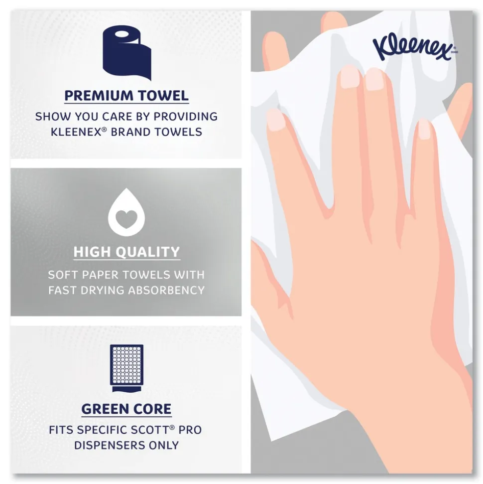 Kleenex 7.5 in. x 700 ft. Hard Roll Paper Towels with Green Core - White (6/Carton)