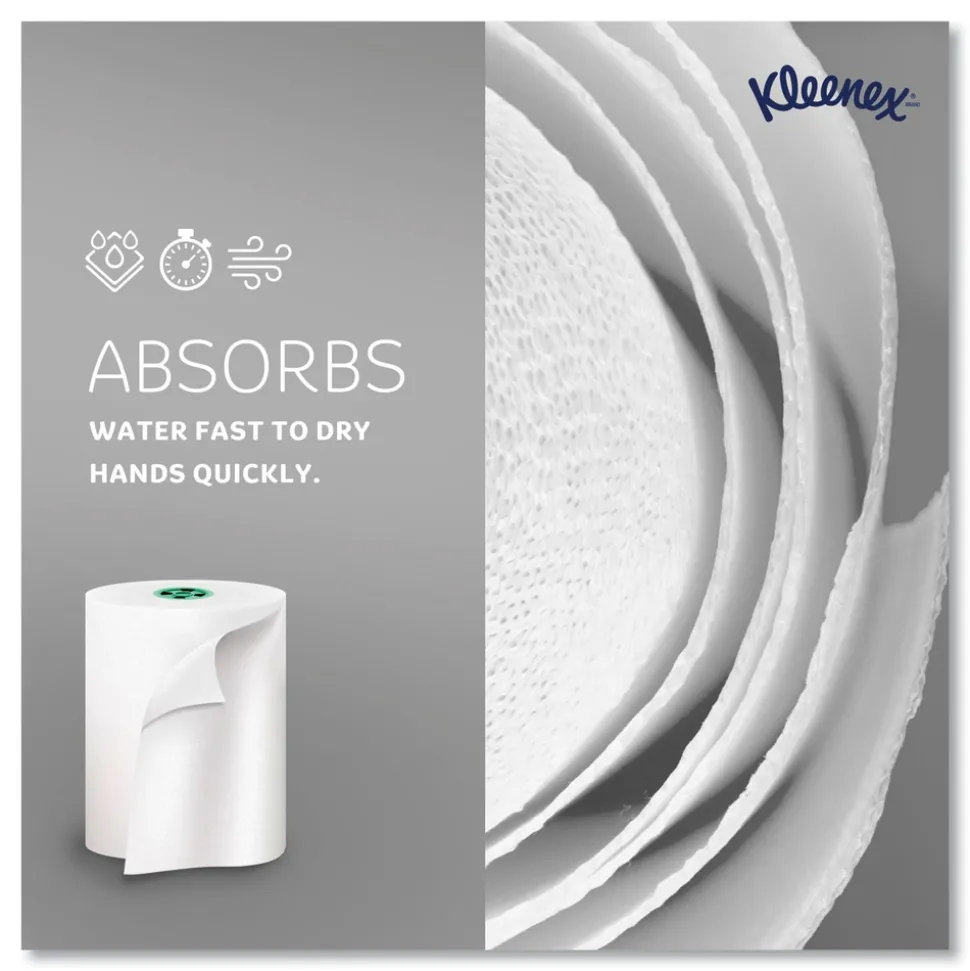 Kleenex 7.5 in. x 700 ft. Hard Roll Paper Towels with Green Core - White (6/Carton)