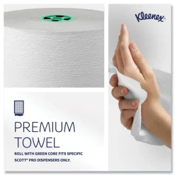 Kleenex 7.5 in. x 700 ft. Hard Roll Paper Towels with Green Core - White (6/Carton)