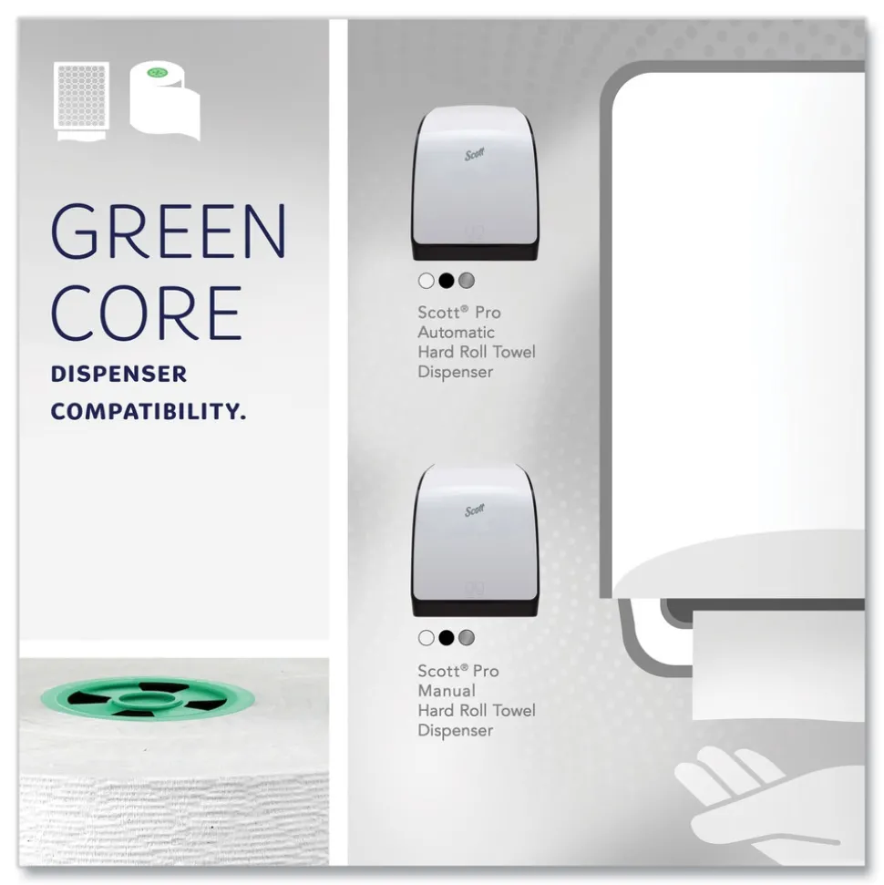 Kleenex 7.5 in. x 700 ft. Hard Roll Paper Towels with Green Core - White (6/Carton)