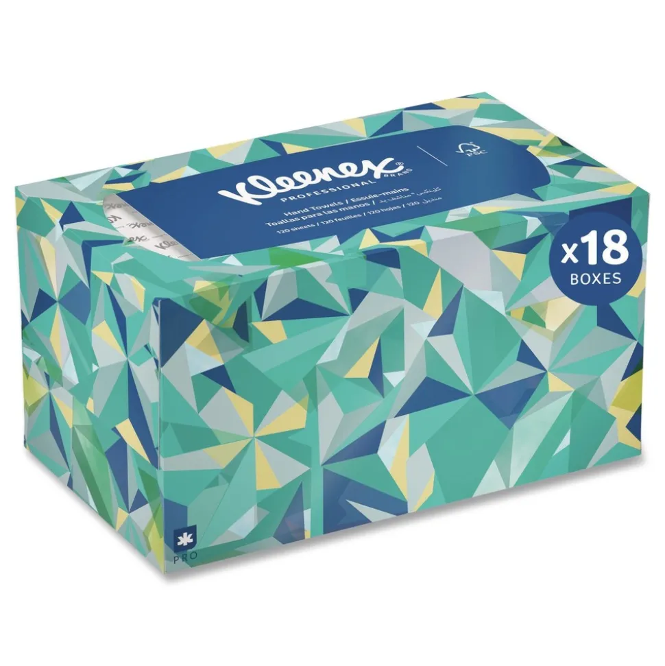 Kleenex 9 in. x 10.5 in. 1-Ply POP-UP Box Cloth Hand Towels - Unscented, White (2160/Carton)
