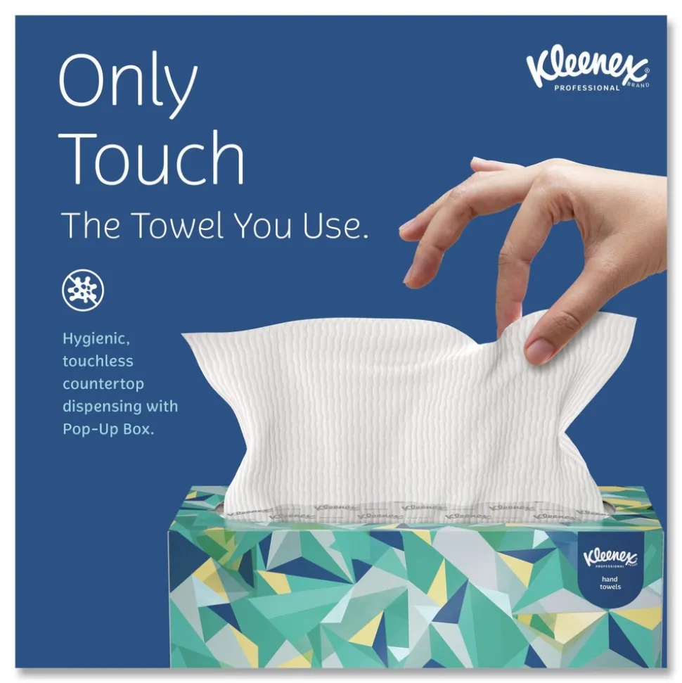 Kleenex 9 in. x 10.5 in. 1-Ply POP-UP Box Cloth Hand Towels - Unscented, White (2160/Carton)