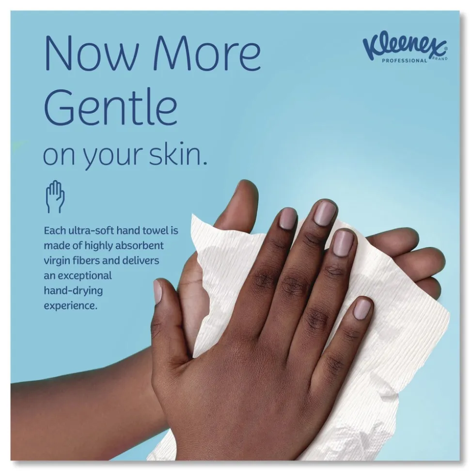 Kleenex 9 in. x 10.5 in. 1-Ply POP-UP Box Cloth Hand Towels - Unscented, White (2160/Carton)