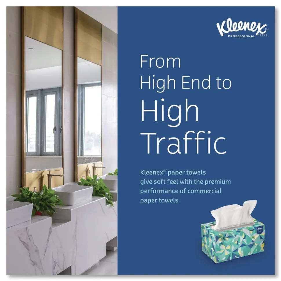 Kleenex 9 in. x 10.5 in. 1-Ply POP-UP Box Cloth Hand Towels - Unscented, White (2160/Carton)
