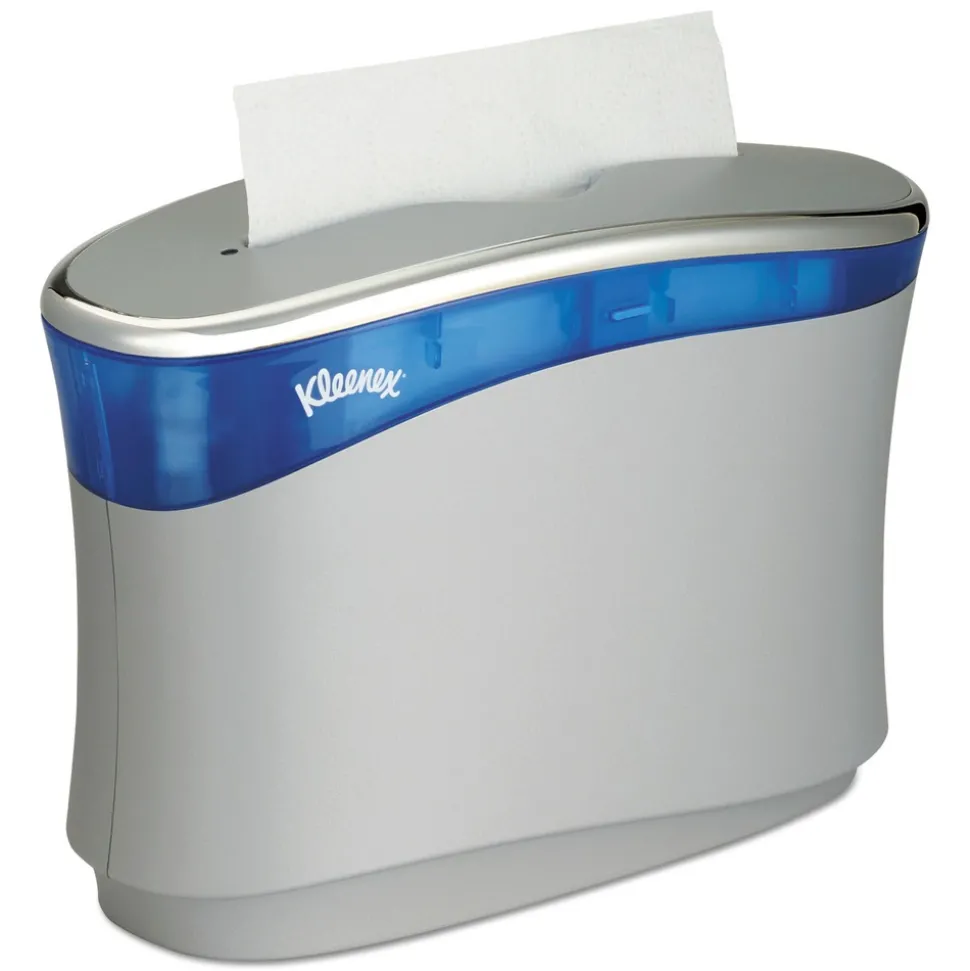 Kleenex 13.3 in. x 5.2 in. x 9 in. Reveal Countertop Folded Towel Dispenser - Soft Gray/Translucent Blue