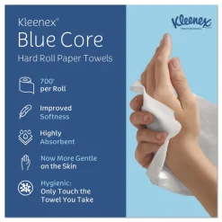 Kleenex 1-Ply 7.5 in. x 700 ft. Hard Roll Paper Towels with Premium Absorbency Pockets - White with Gray Core (6/Carton)