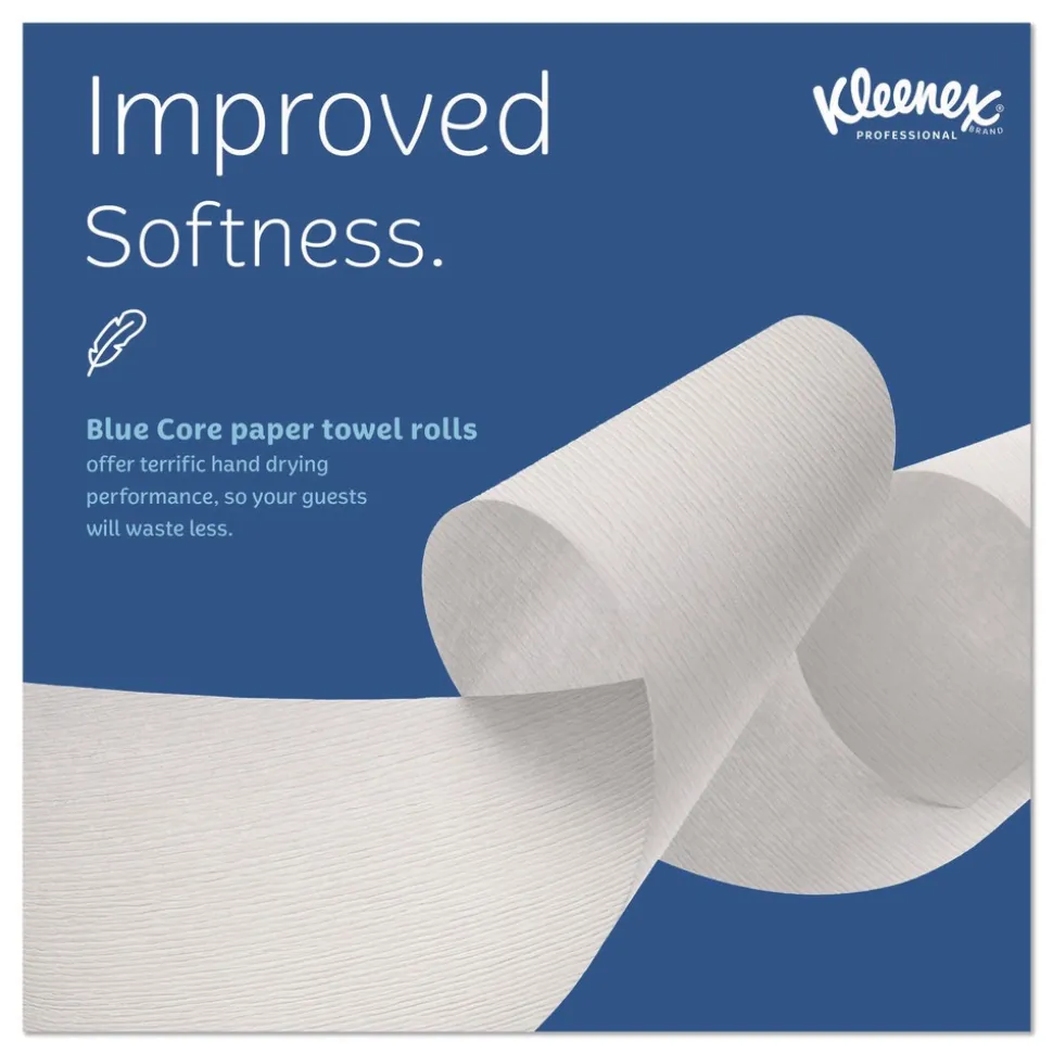 Kleenex 1-Ply 7.5 in. x 700 ft. Hard Roll Paper Towels with Premium Absorbency Pockets - White with Gray Core (6/Carton)