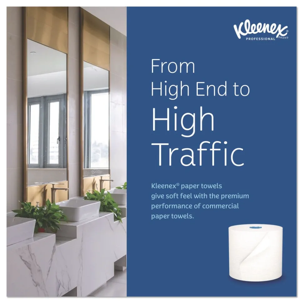 Kleenex 1-Ply 7.5 in. x 700 ft. Hard Roll Paper Towels with Premium Absorbency Pockets - White with Gray Core (6/Carton)