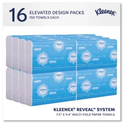 Kleenex 2-Ply 8 in. x 9.4 in. Reveal Multi-Fold Towels - White (16/Carton)