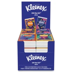 Kleenex 3-Ply On The Go Packs Facial Tissues - White (10/Pouch, 16 Pouches/Pack, 6 Packs/Carton)
