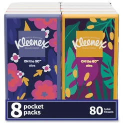 Kleenex 3-Ply On The Go Packs Facial Tissues - White (8/Pack)
