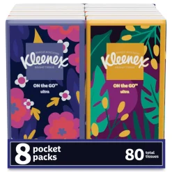 Kleenex 3-Ply On The Go Packs Facial Tissues - White (12 Packs/Carton)