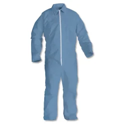 KleenGuard A65 Zipper Front Flame Resistant Coveralls with Hood/Elastic Wrists and Ankles - 3X-Large/Blue (21/Carton)