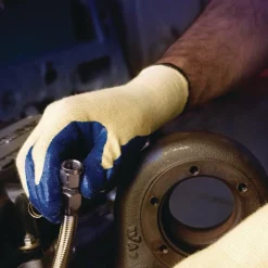 KleenGuard G60 Nitrile Coated Cut Resistant Gloves - Large, Blue/Yellow (12 Pairs/Pack)