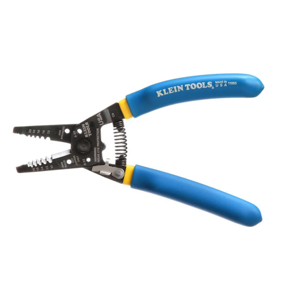 Klein Tools 7.4 in. Solid and Stranded Copper Wire Stripper and Cutter - Blue/Yellow