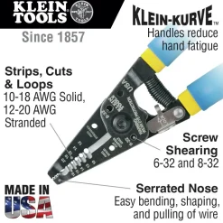 Klein Tools 7.4 in. Solid and Stranded Copper Wire Stripper and Cutter - Blue/Yellow