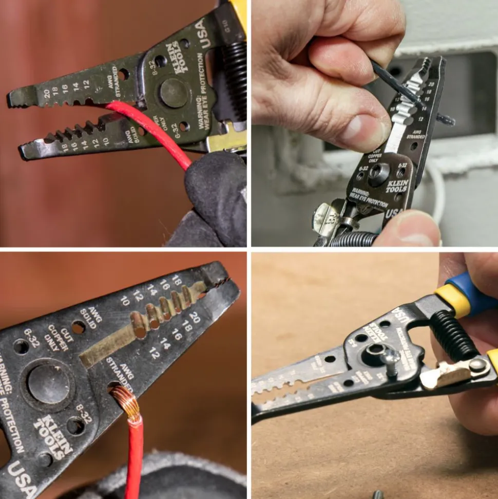 Klein Tools 7.4 in. Solid and Stranded Copper Wire Stripper and Cutter - Blue/Yellow