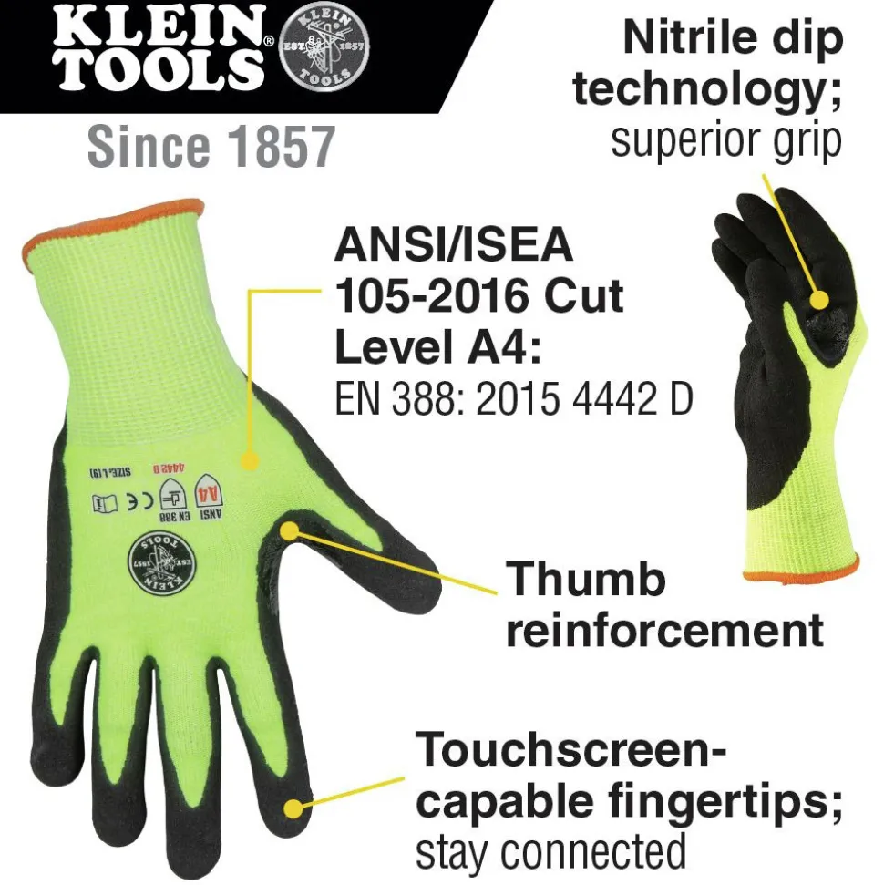 Klein Tools Cut Level 4 Touchscreen Work Gloves - Large (2-Pair)