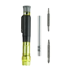 Klein Tools 4-in-1 Electronics Multi-Bit Pocket Screwdriver Set with Professional Phillips and Slotted Bits