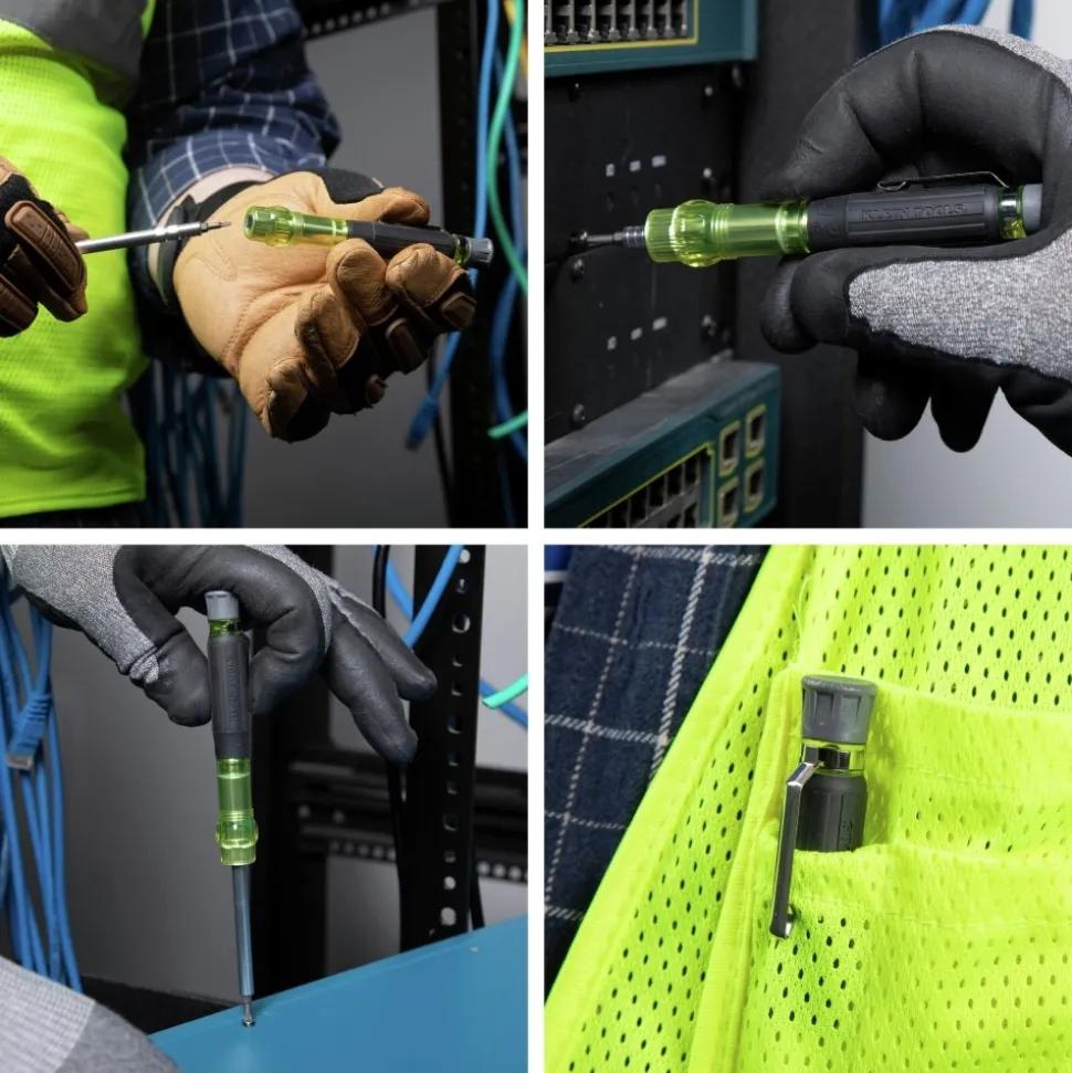 Klein Tools 4-in-1 Electronics Multi-Bit Pocket Screwdriver Set with Professional Phillips and Slotted Bits