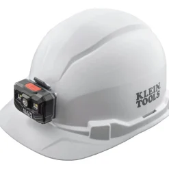 Klein Tools Non-Vented Cap Style Hard Hat with Rechargeable Headlamp - White