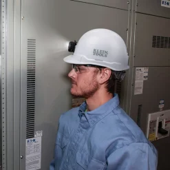 Klein Tools Non-Vented Cap Style Hard Hat with Rechargeable Headlamp - White