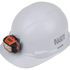 Klein Tools Non-Vented Cap Style Hard Hat with Headlamp - White
