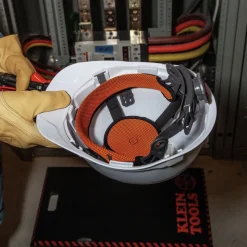 Klein Tools Non-Vented Cap Style Hard Hat with Headlamp - White