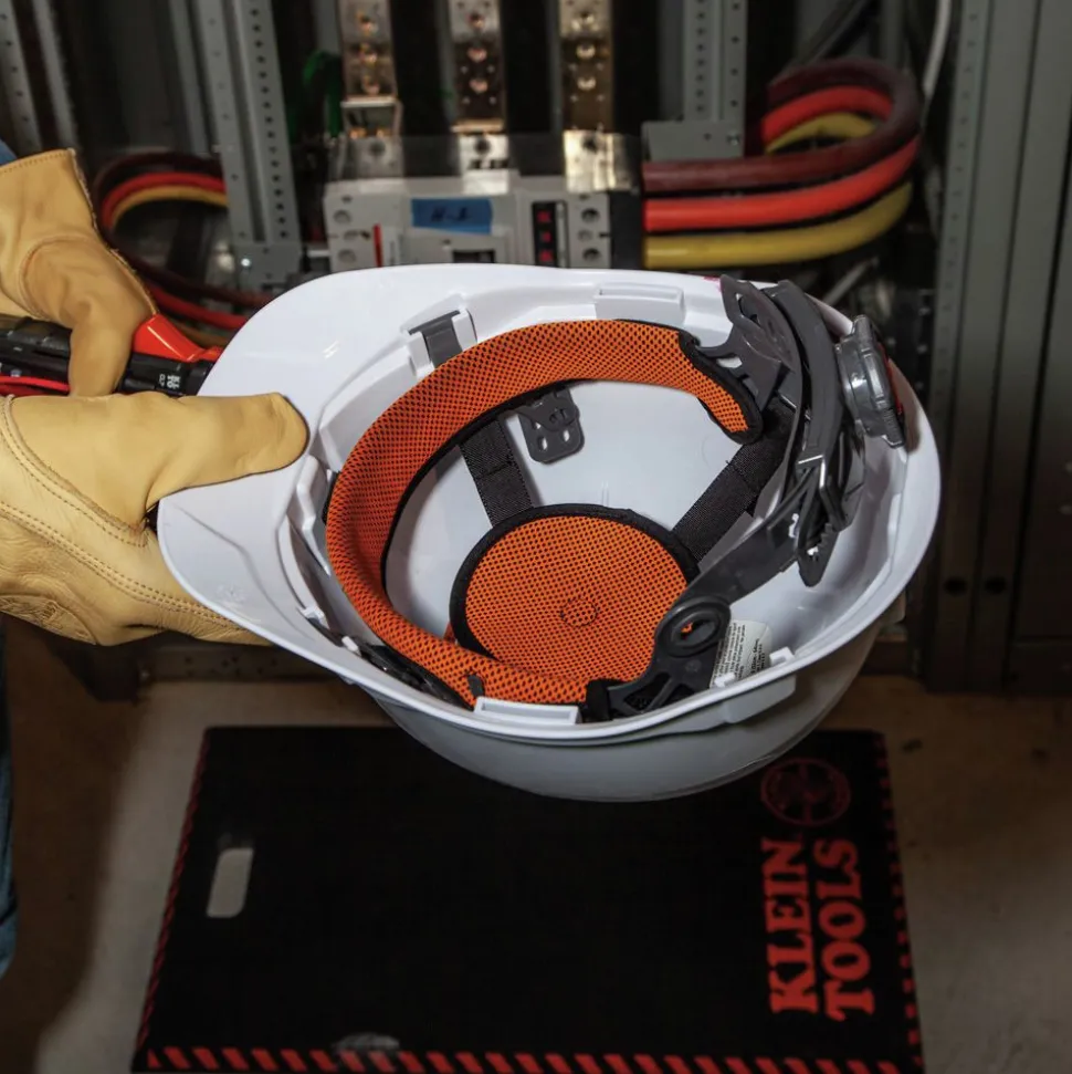 Klein Tools Non-Vented Cap Style Hard Hat with Headlamp - White