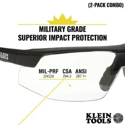 Klein Tools 2-Piece Standard Semi Frame Safety Glasses Combo Pack - Clear/Gray Lens