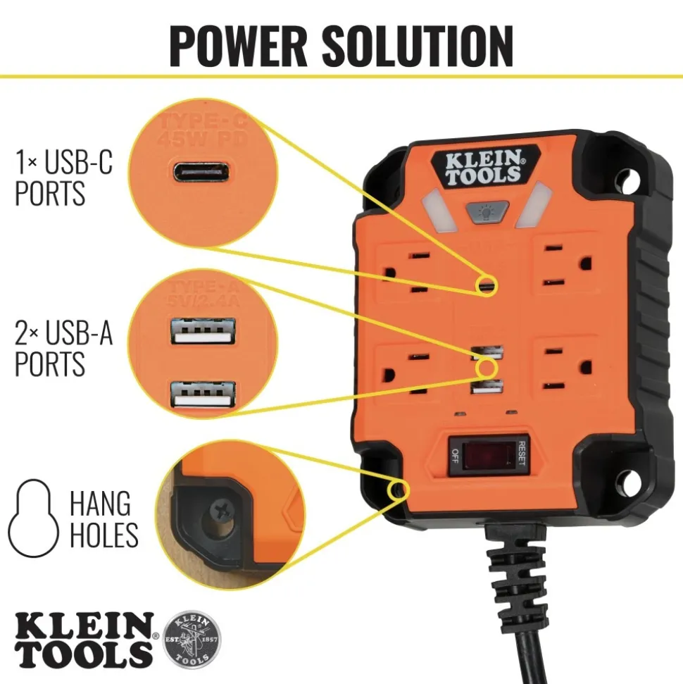 Klein Tools PowerBox 1 Magnetic Power Strip with Surge Protector