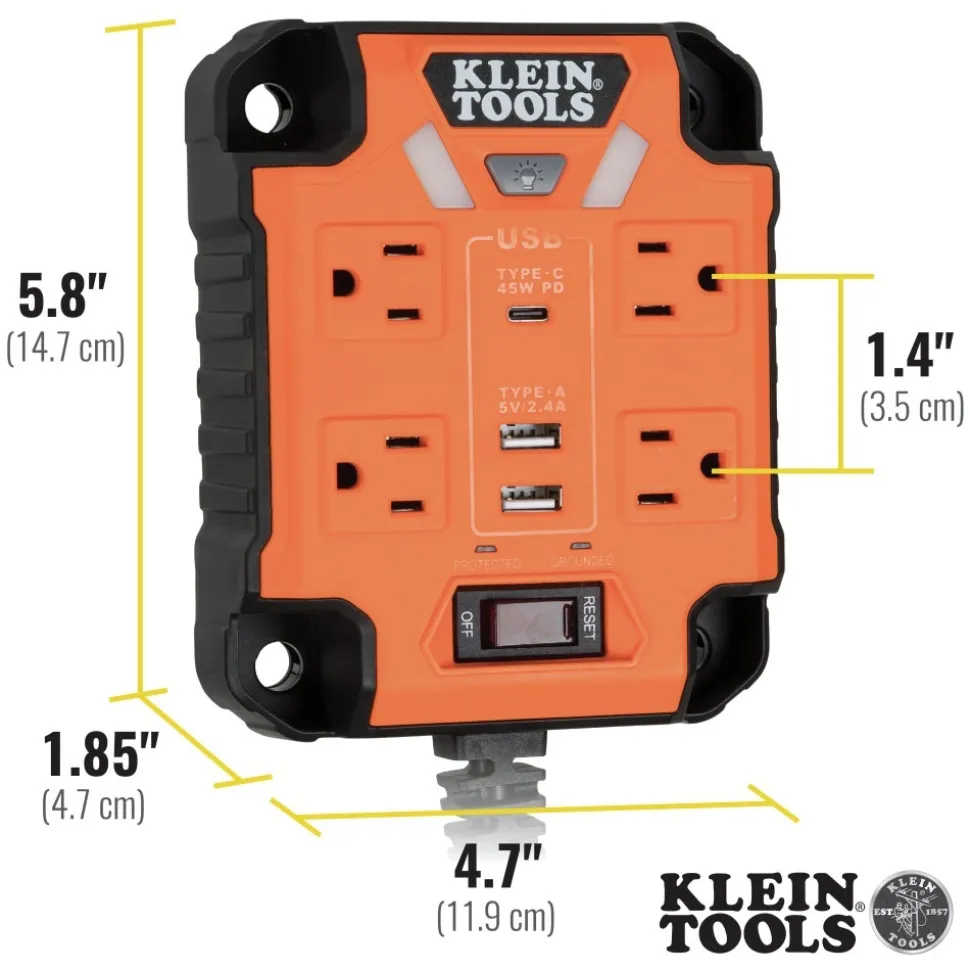 Klein Tools PowerBox 1 Magnetic Power Strip with Surge Protector
