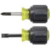 Klein Tools Stubby Slotted and Phillips Screwdriver Set with 5/16 in. Cabinet-Tips and #2 Phillips-Tip