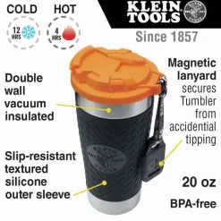 Klein Tools Tradesman 20 oz. Stainless Steel Tumbler with Flip-top Lid