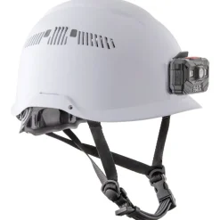 Klein Tools Vented-Class C Safety Helmet with Rechargeable Headlamp - White