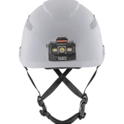Klein Tools Vented-Class C Safety Helmet with Rechargeable Headlamp - White