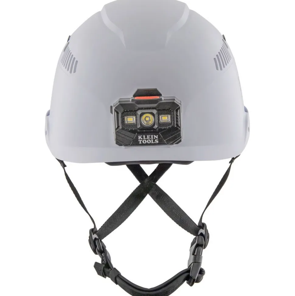 Klein Tools Vented-Class C Safety Helmet with Rechargeable Headlamp - White